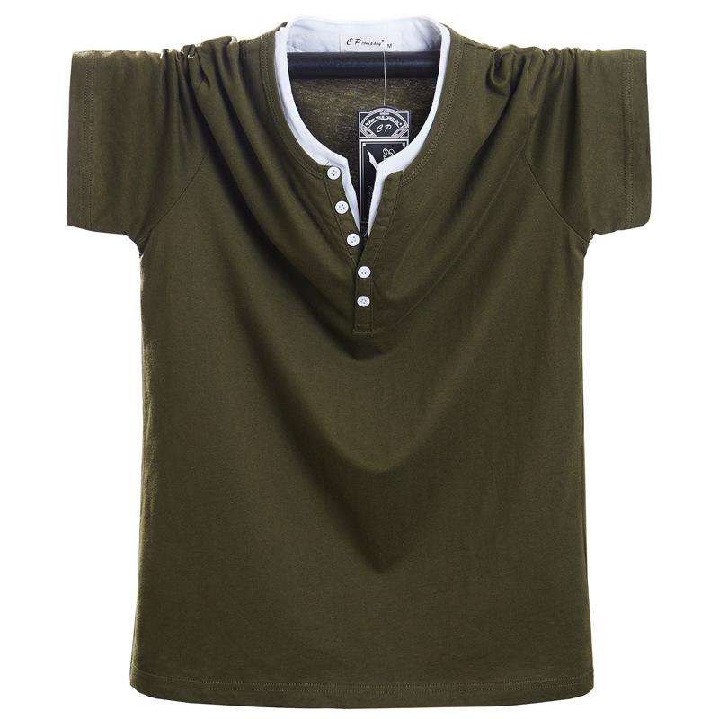 Men's 8XL Trendy V-Neck Short-Sleeve T-Shirt, Korean Style