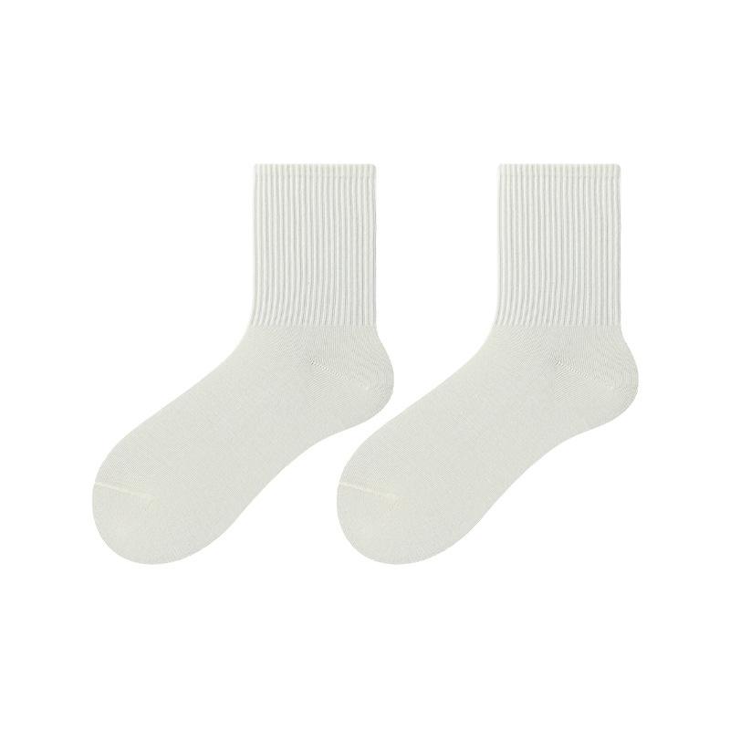 Socks Girls Autumn Breathable, Odor-Proof And Antibacterial Socks Solid Color Stacked Socks Medium Tube Socks Boneless Cotton Socks Industry