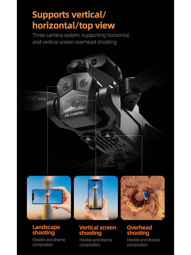 C10 HD Triple Camera Drone with Intelligent Obstacle Avoidance, Remote Control, and Four-Axis Design