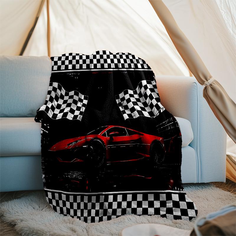 Coperta stampata a tema corse - Perfetta per divano, letto, viaggi e uso all'aperto | Lavabile in lavatrice, accogliente e resistente.