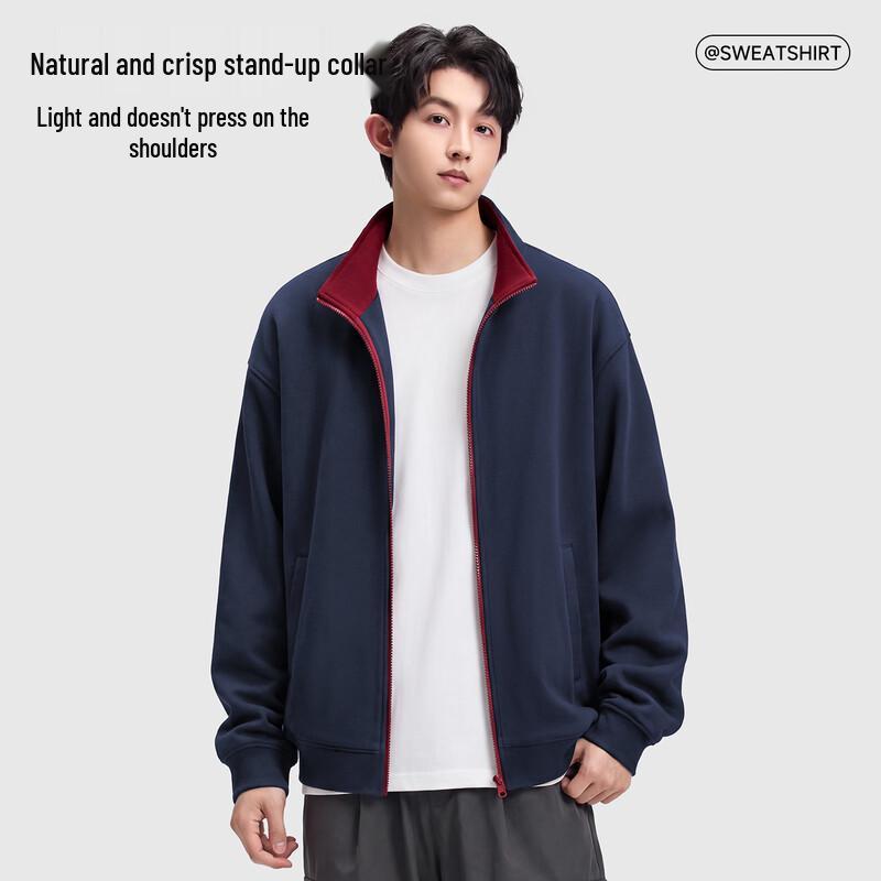 JEEP Men's Stand-Up Collar Color-Block Cardigan Sweatshirt Jacket
