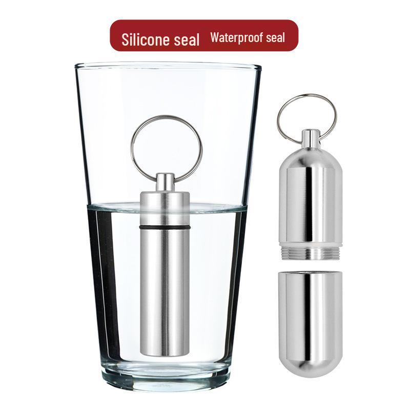 Portable Aluminum Medicine Keychain: Mini Sealed Storage Cylinder for Pills