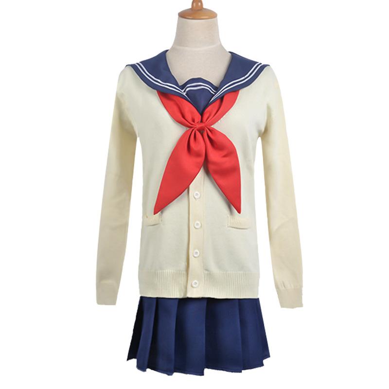 Anime My Hero Academia Himiko Toga Cosplay Kostým JK Uniforma Sukně Svetr Kabát Paruka Středoškolské Dívky Šaty Halloween Párty