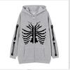 2022 Cross-border Gothic Zipper Sweater Skull Skeleton Printed Cardigan Jacket European and American Street Tide Large Size Hoodie