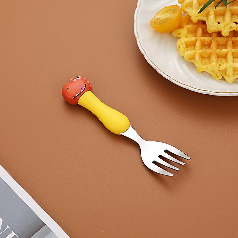 304 Stainless Steel Baby Tableware Set - Includes Spoon, Fork, Anti-Fall Cute Cartoon Chopsticks for Kids