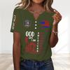 Womens Short Sleeve Henley Neck Printed T Shirt 250th Anniversary Letter Graphic Casual Loose Fit Top for Everyday Wear
