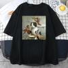 Scottish Fold Angel Crown Print Cotton Men Clothing Personality Casual Crewneck T-Shirts All-math Loose Mans Cotton Short Sleeve