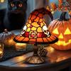 Witch Hat Table Lamp Handmade Colorful Resin Lighted Decoration Halloween Table Lamp for Living Room Bedroom Kitchen Dining