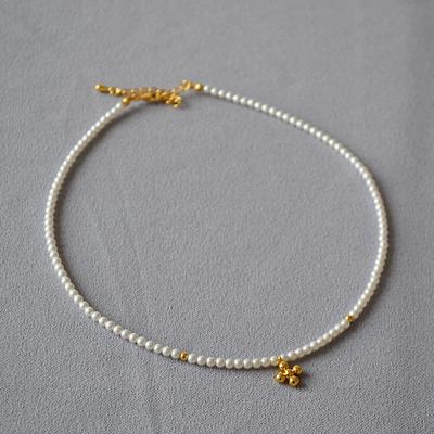 French Niche Soft Beauty Simple Small Commuter Imitation Pearl Cross Pendant Temperament Short Necklace Clavicle Chain Female