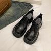 Thick-soled Small Leather Shoes Women's Genuine Leather Women's Shoes British Shoes Simple Japanese Jk Retro Polished Lace-up Single Shoes