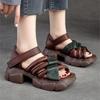 Genuine Leather Thick Sole Women Sandals Versatile Soft Sole Comfortable Breathable Platform Shoes