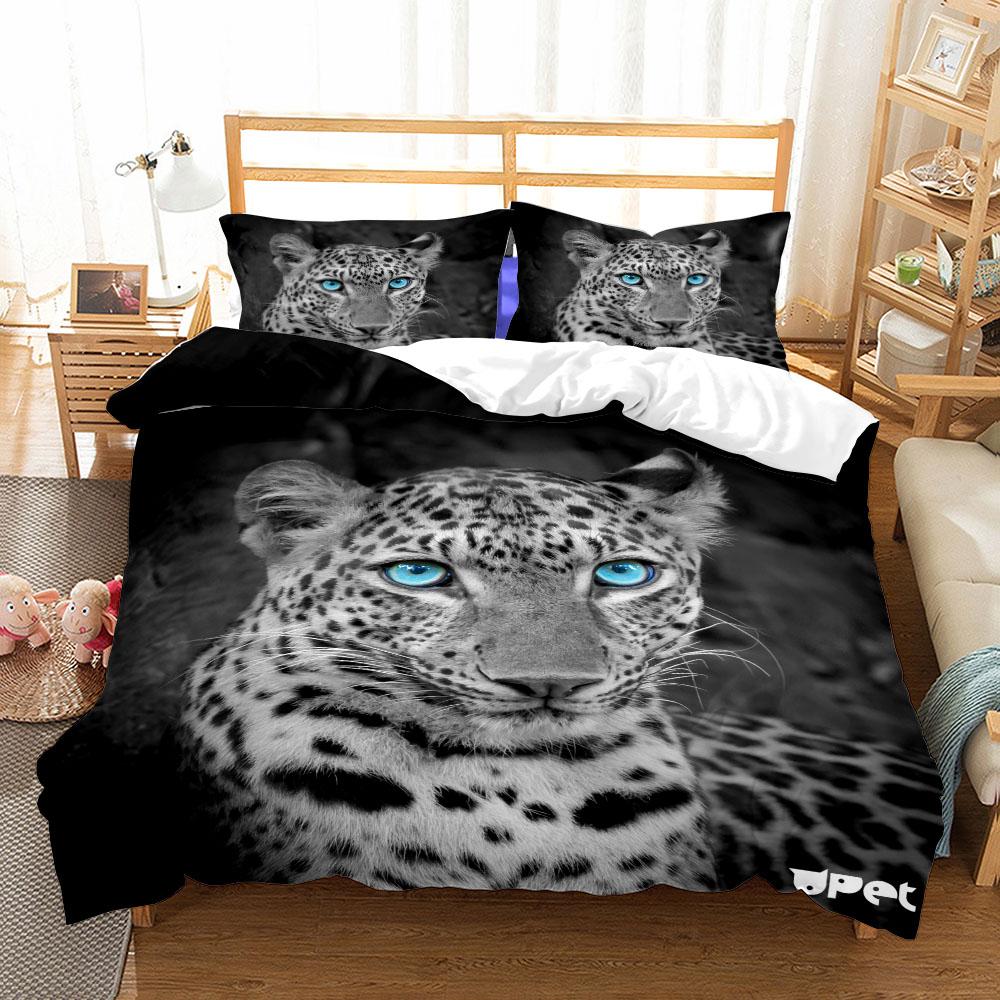 3D Editorial Leopard Duvet Cover Set Uk Single Double Queen Us Twin Full King Size Animal Bed Linen Set