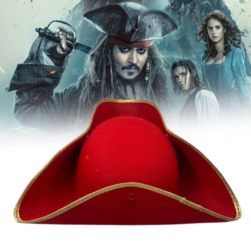 Stylish Red Pirate Captain Hat Cosplay Costume Accessory For Halloween Parties And Events