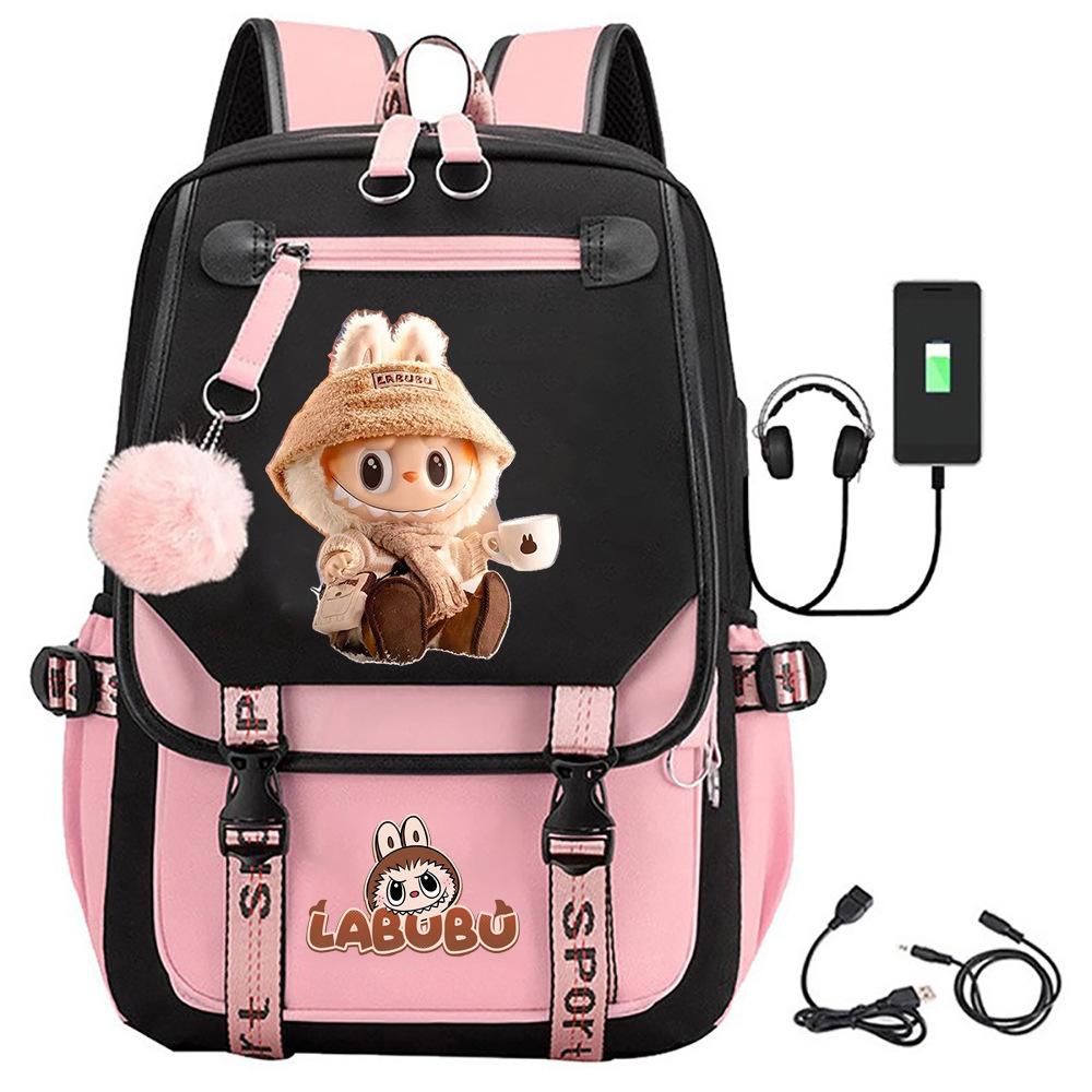 Cartoon Labubu Printed Backpack Travel Bag Computer Bag Student Male Female Casual Backpack School Bag