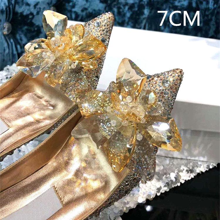 Grey Women's Crystal Wedding Shoes High Heels 2025Autumn New Silver All Diamond Bridal Shoes Water Diamond French Single Shoes