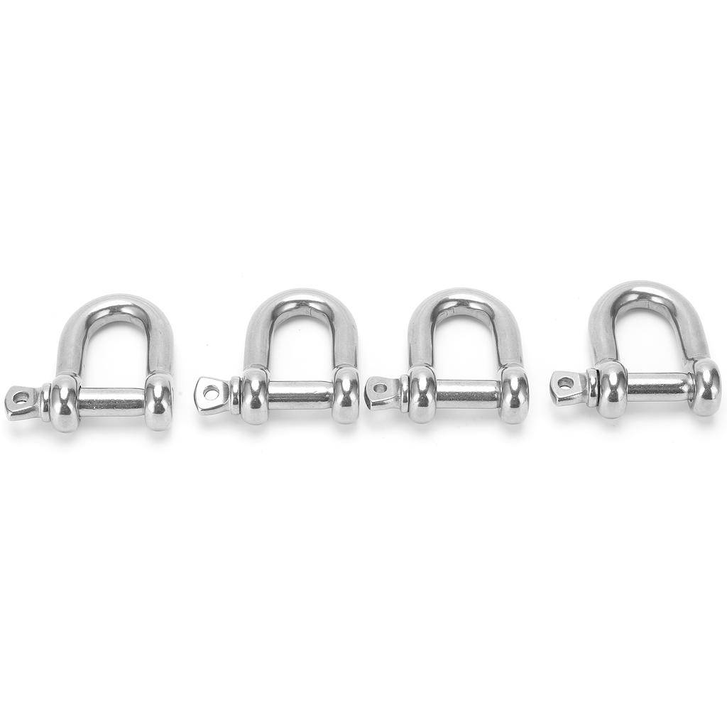 4Pcs M10 Straight D Shackle Stainless Steel D Type Short Breaking D Rigging Shackle Hooks
