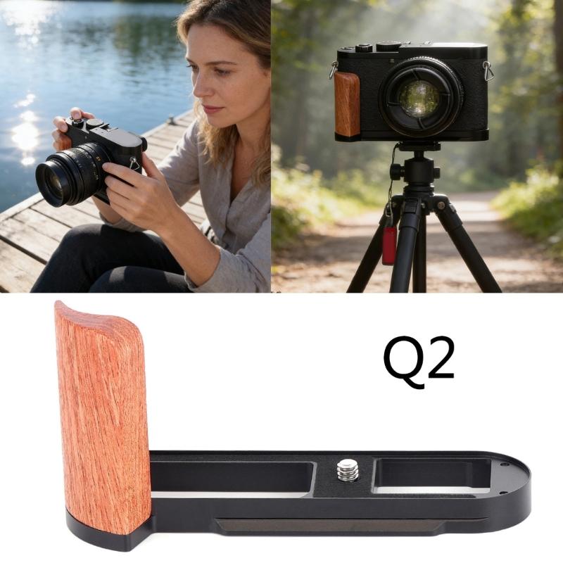 Secure Camera Grip with Wooden Handle for Q2 Improved Grip Comfort ARCA Tripod Compatibility Protective Bottom Pad