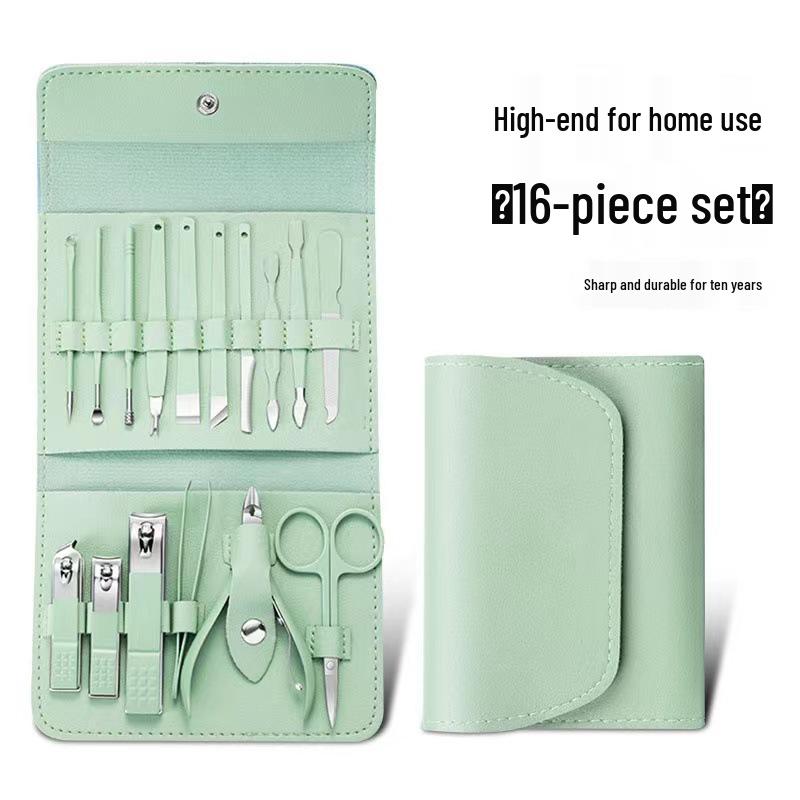 Nail Clipper and Pedicure Set: Ear Pick, Scissors, Tweezers, Slanted Edge Pliers, Knife