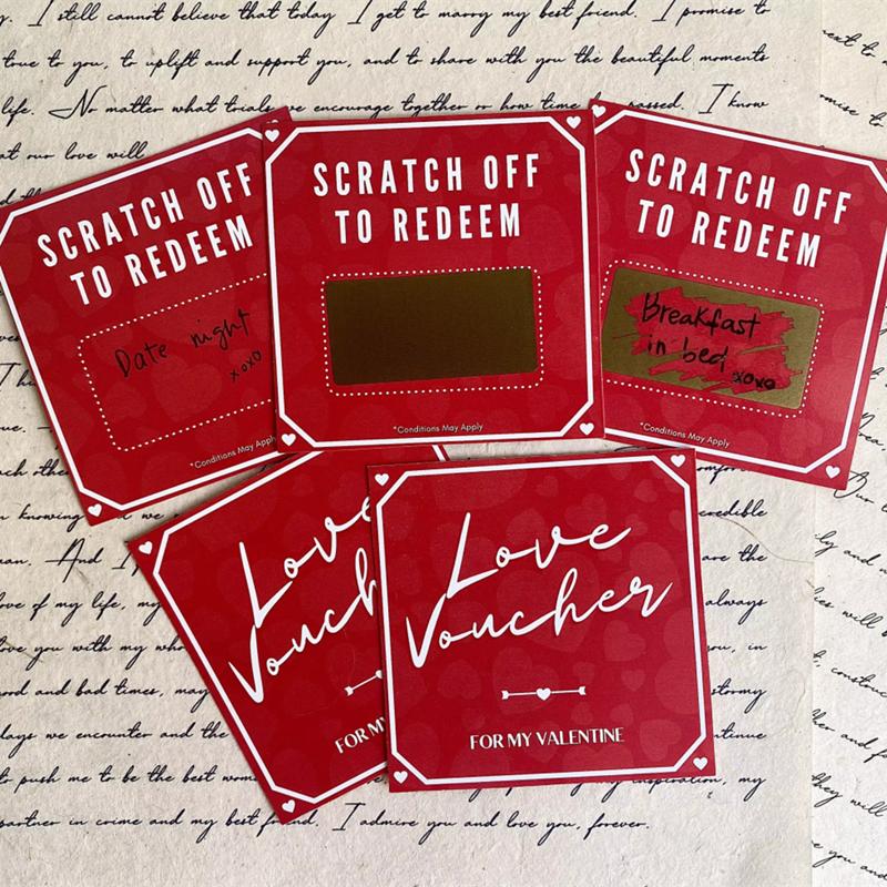 

Набор 5/10/20 шт. Скретч-карты Сюрпризные билеты на День святого Валентина Подарочные купоны на день рождения Юбилейные купоны любви для DIY 5pcs