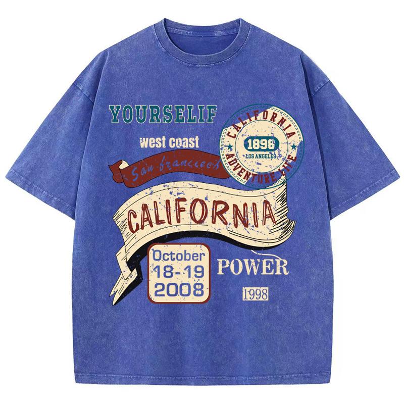 

Женские хлопковые выстиранные футболки тренд круглый вырез потертые футболки California Yourself принт буква короткий рукав летняя одежда XL
