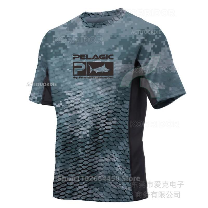 Pelagische Angelbekleidung Sonnenschutzkleidung Kurzärmeliges Outdoor-Sportbekleidung Weicher Stoff Schnelltrocknendes Rundhals-T-Shirt