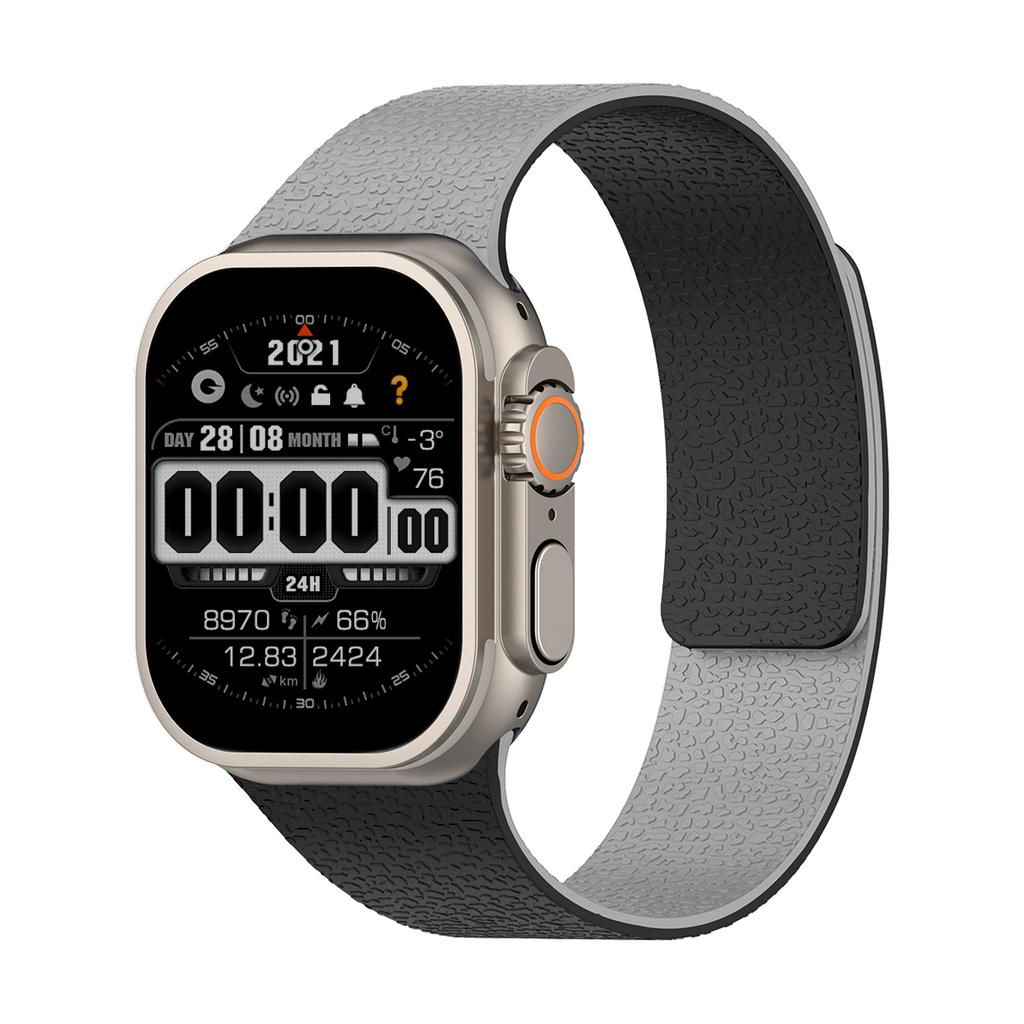 Magnetic Sport Strap For Apple Watch Ultra 3/2 49mm 38 40 41 44 45 46mm Litchi Pattern Silicone Band For Iwatch S11 10 9 8 7 SE3