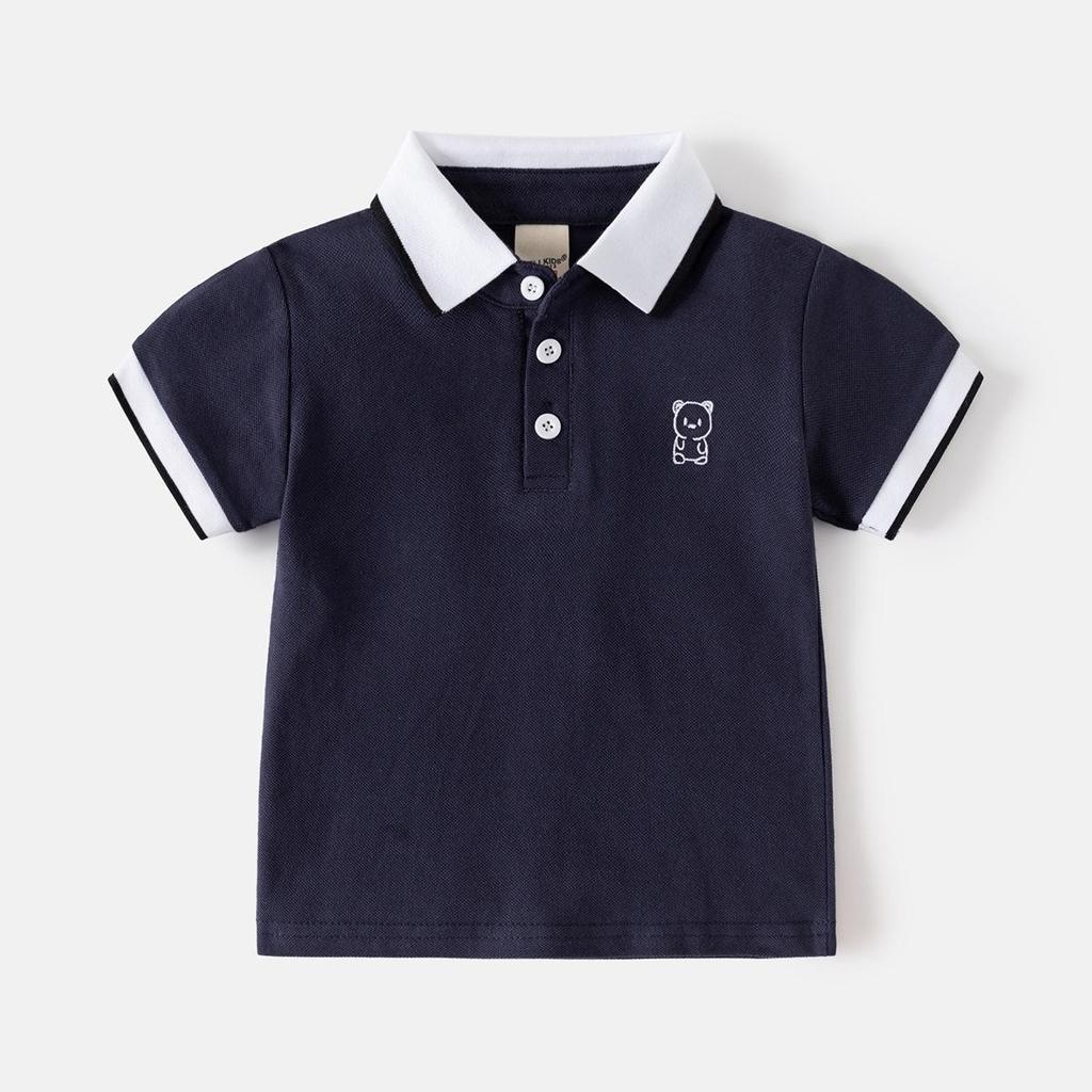 Dziecięcy T-shirt z krótkim rękawem 2025 Nowa koszulka polo dla chłopców Dziecięcy top z haftem z półrękawem Odzież dziecięca