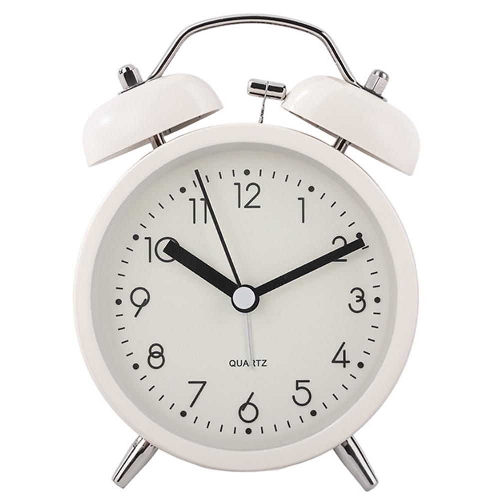 Mini 3.8 Inch Extra-Loud Alarm Clock For Deep Sleeper Soft Night Light Wake Up Twin-Bell Table Clock For Perfect Students