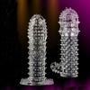 Yousheng Silicone Spike Dotted Ribbed Clear Condom Penis Extension Sleeve Adult Sex Toy
