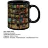 Stained-Glass Bookshelf Mug 11oz Ceramic Coffee Mug Literary Gift for Book Lovers Unique Home Office Decor