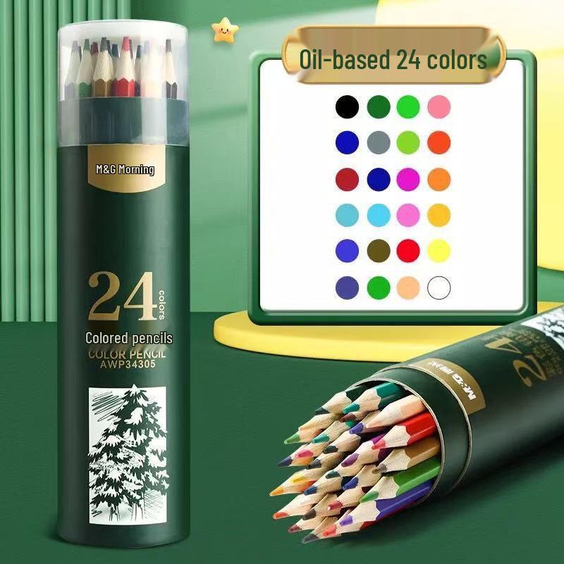 Morning Light Oil-Based & Water-Soluble Colored Pencils – 24 Erasable and 36 Hand-Painted Shades for Students