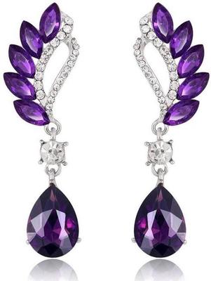 Crystal and Rhinestone Drop Dangle Earrings |Rhinestone Leaf Statement Earrings for Women | Lightweight