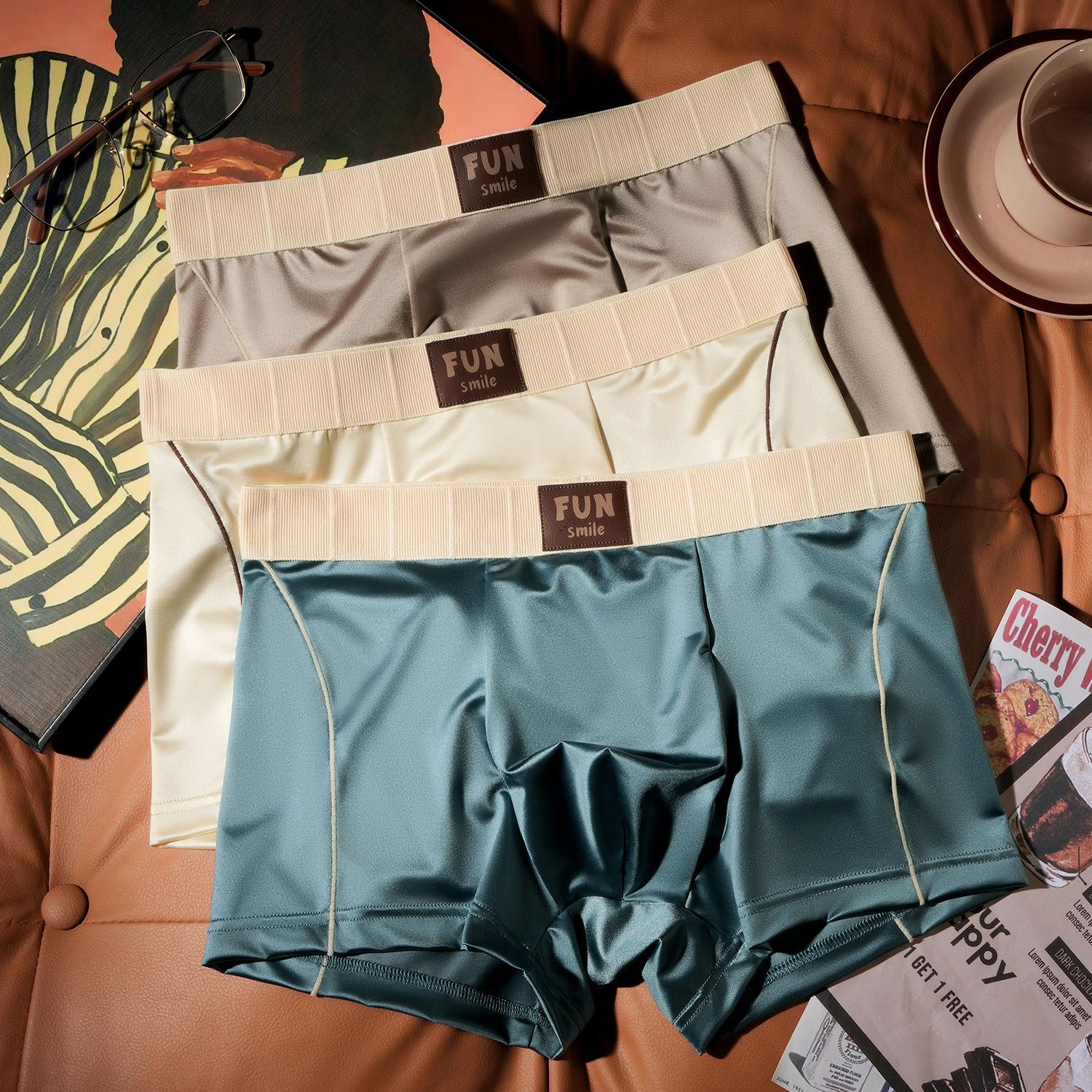 

3pcs Satin Men s Underwear Men s Breathable Flat Corner Pants Personalized and Comfortable Four Corner Shorts Men s Boxer Brief 4XL