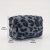 1pc Leopard Print Plush Makeup Bag Large-Capacity Cosmetic Bag Pen Case Unisex Travel Toiletry Organizer Bag