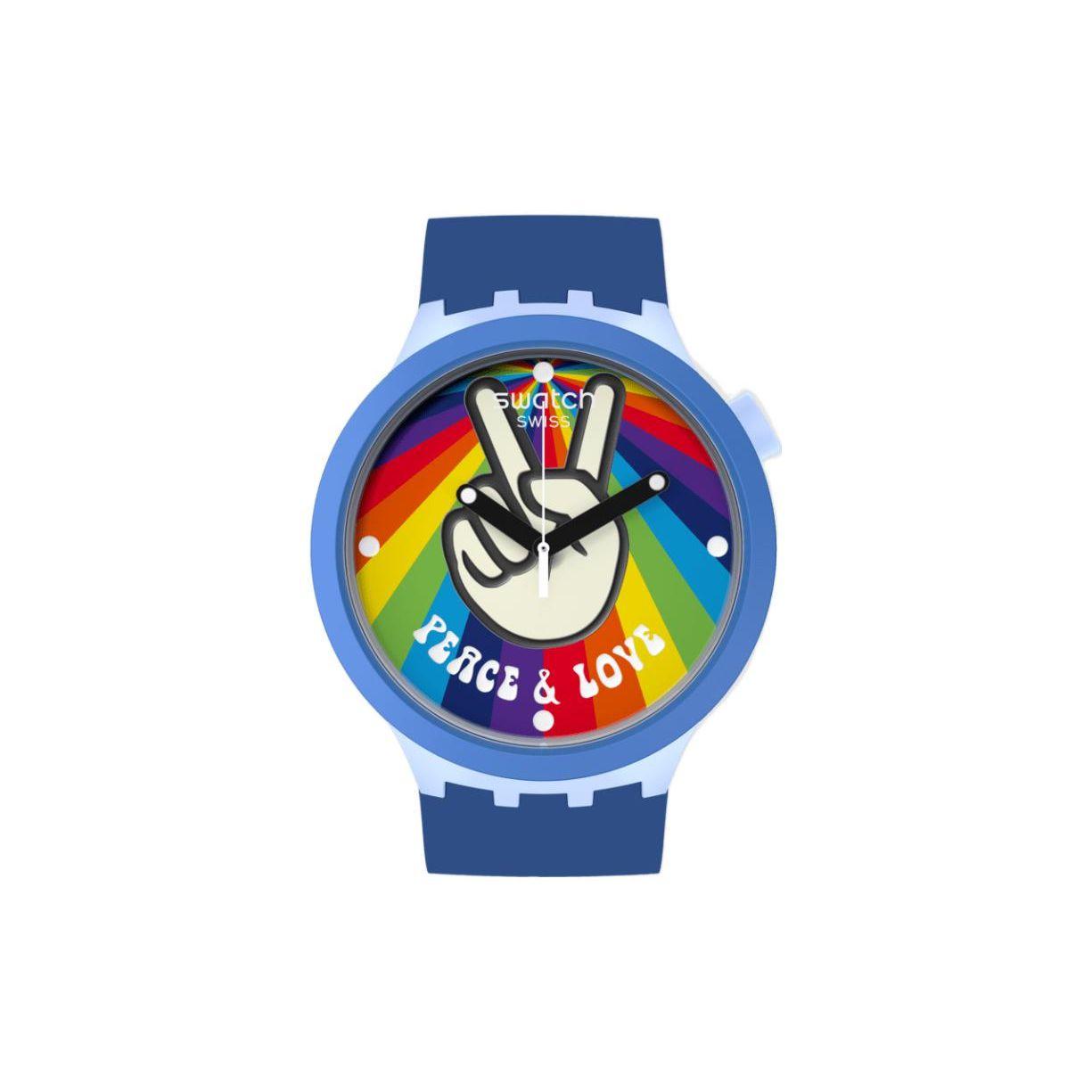 Swatch Big Bold Series Quartz Movement 30m Waterproof Watch Unisex watches Multicolor SB03N105 Blue