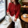 Retro-Style Women's 3D Jacquard Loose Cable Knit Cardigan - Perfect for Spring & Autumn