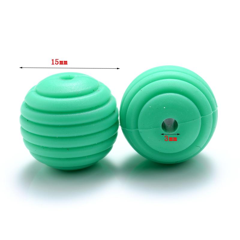 10 Stück/Los 15mm Baby-Silikonperlen Beißringe für 4-6 Monate Spiral-Lebensmittelechtes Silikon Beißring Schnuller Kette Halskette Herstellung