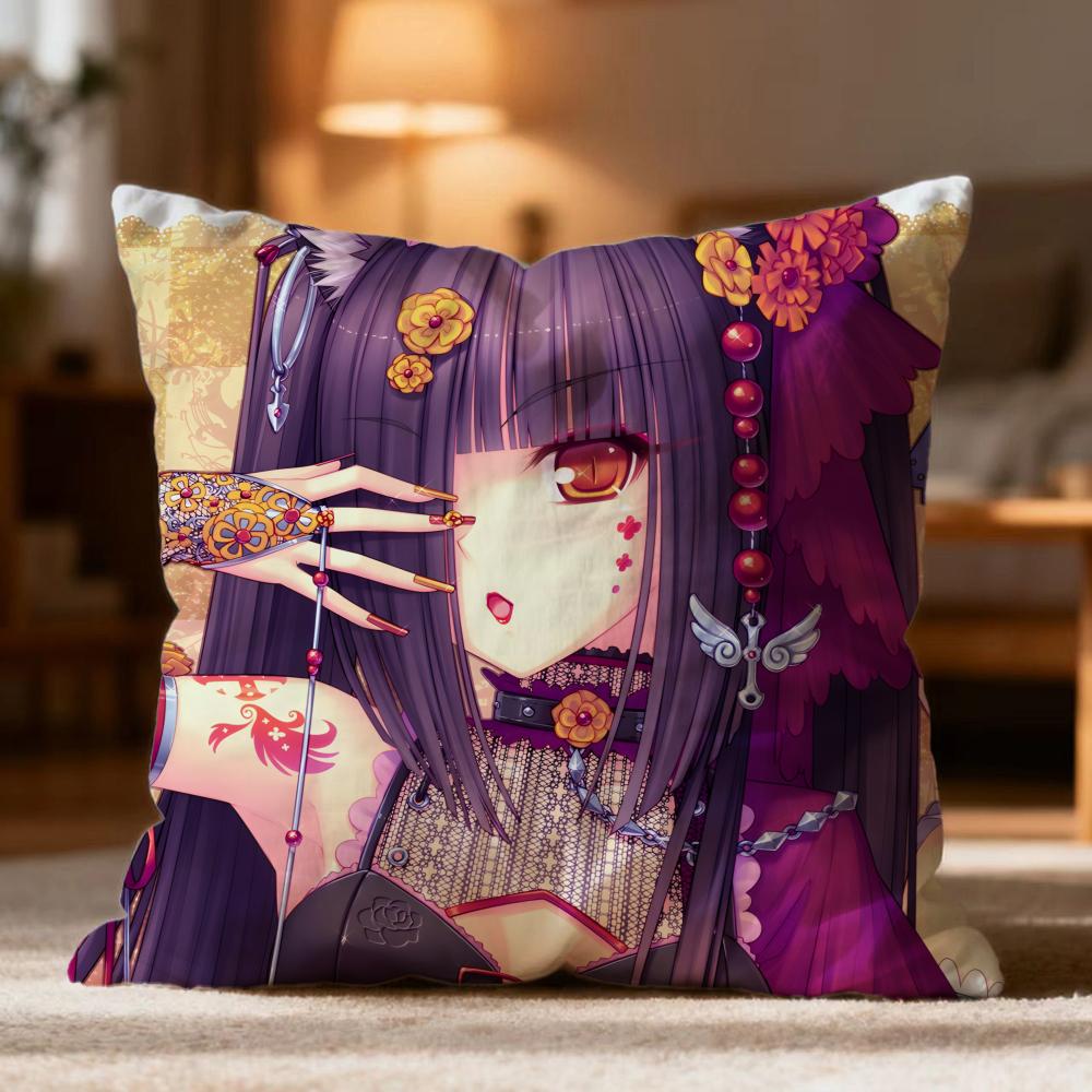 Popular N-NNekopara Cushion Cover Soft Washable Pillow Case Multi-Scene for Couch Bed Travel Office Use