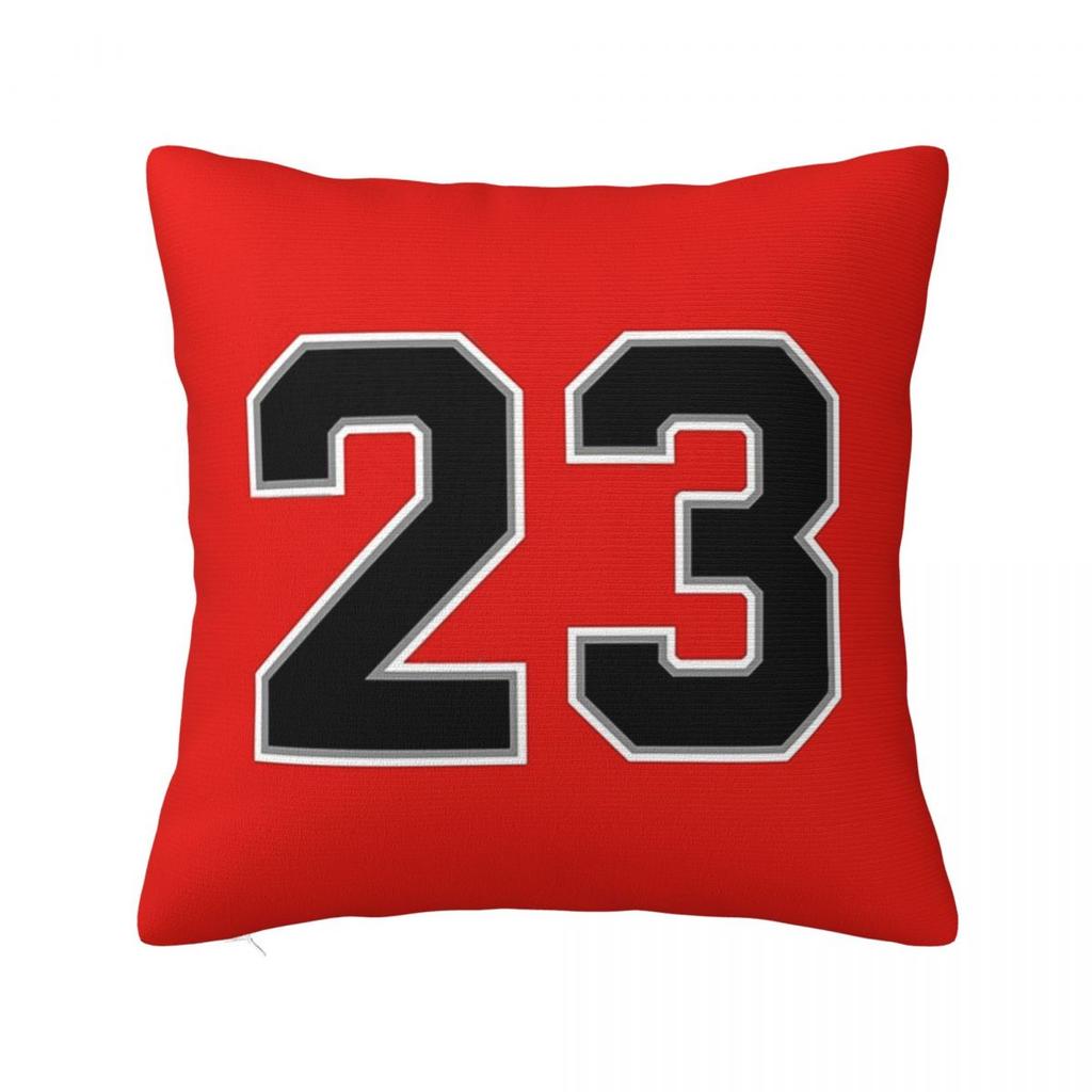 Basketball Red  Number Square Pillowcase Pillow Cover Polyester Cushion Decor Comfort Throw Pillow for Home Sofa