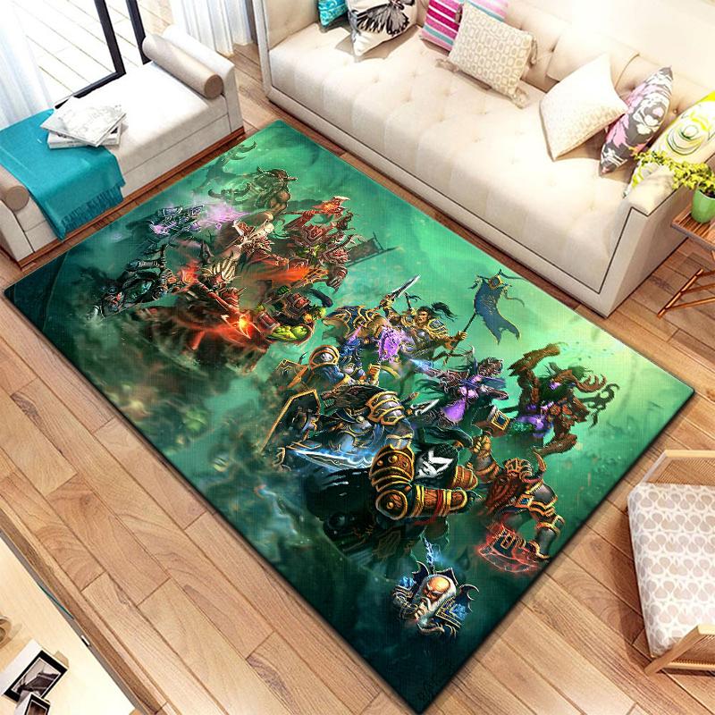 Spiel World of Warcraft Teppich für Wohnzimmerteppiche Camping Stranger Things Picknickmatte Rutschfester E-Sport-Teppich Yogamatte Fans Geschenk