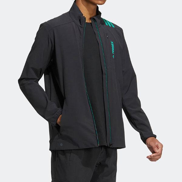 Adidas Logo Printed Stripe Single Row Zipper Jacket Men Jacket Black HE5238