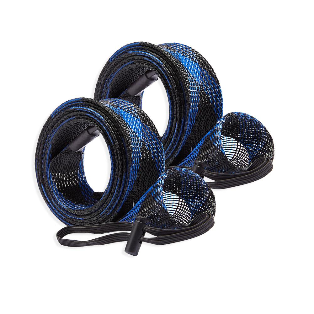 2Pcs Fishing Pole Protective Socks with Lanyard 32mm Braided Mesh Rod Protector for Casting Sea Fishing Spinning Rod