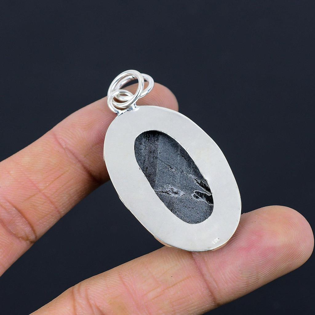 Geburtstagsgeschenk für sie Natürlicher Hypersthen Edelstein Anhänger 925 Sterlingsilber