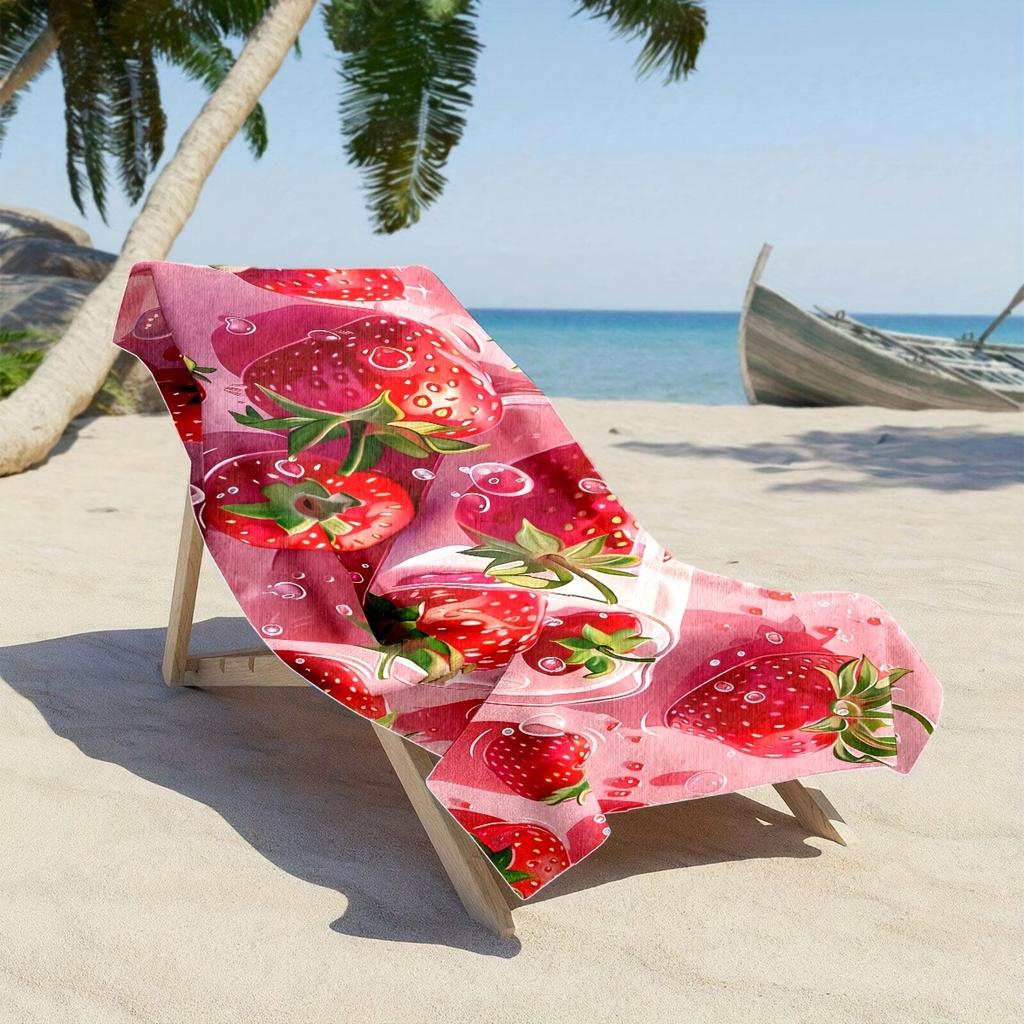 Strawberry-Filled Paradise: Beach Towel for Summer Bliss Suitable for towels, bath towels, beach towels