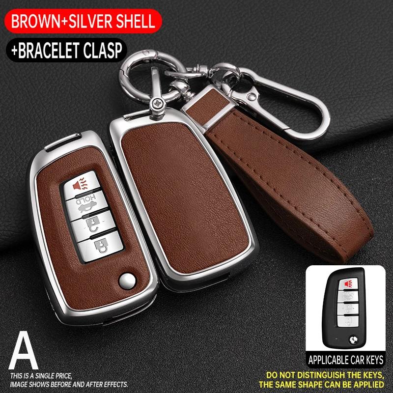 Zinc Alloy + Leather Car Key Case Cover Shell For Nissan Nv200 Sentra Versa X-Trail Qashqai J11 Juke Murano Micra Tiida Maxima