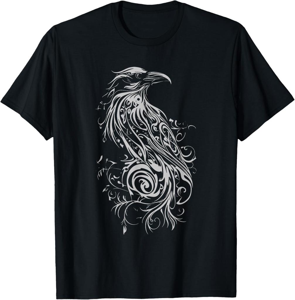 Tribal Raven Graphic Black T-shirt