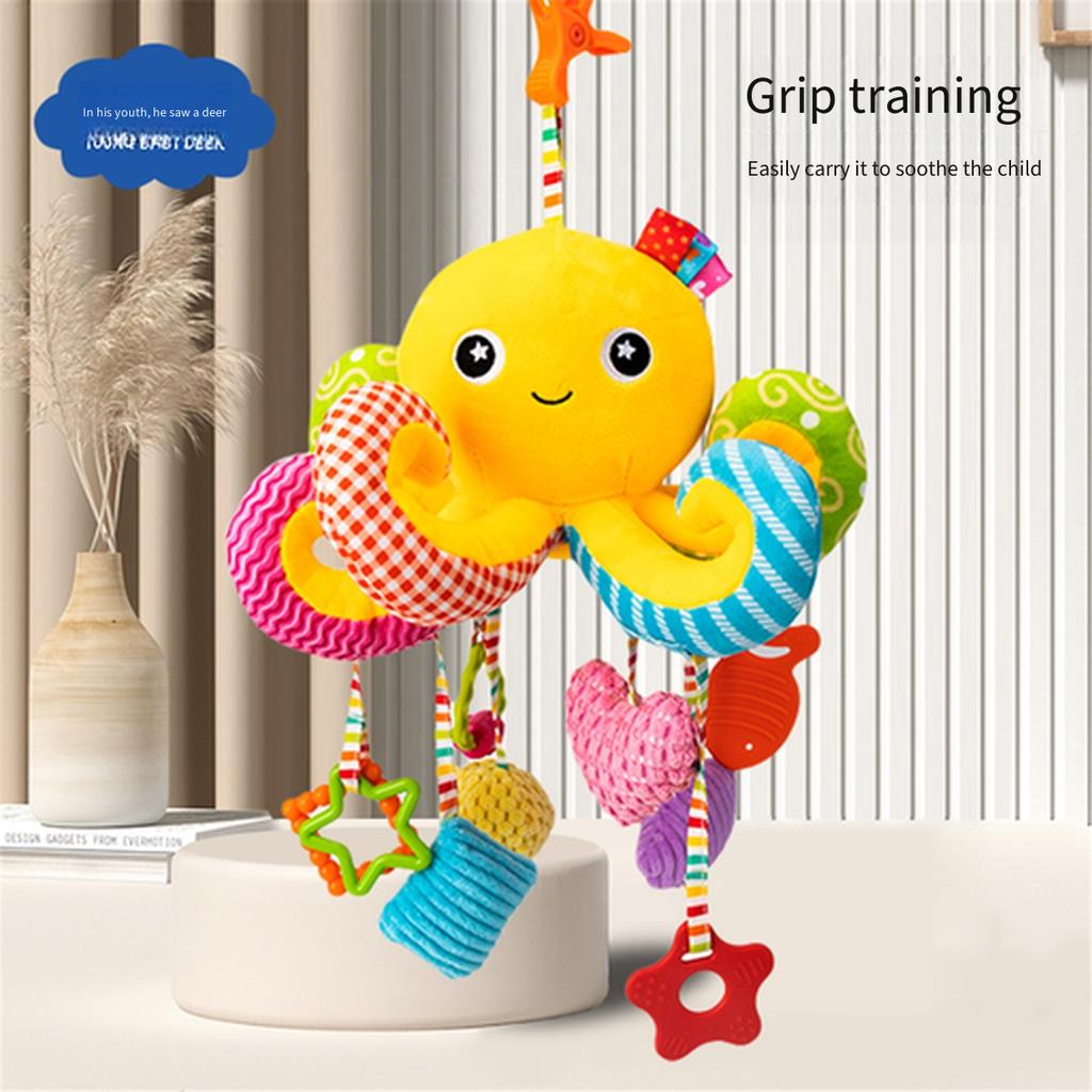 Pull String Baby Rattle Toy, Stroller Hanging Pendant, Sensory Grasp Training Toy, Car Seat Hanging Soothing Toy for Newborn Infant 0‑12 Months