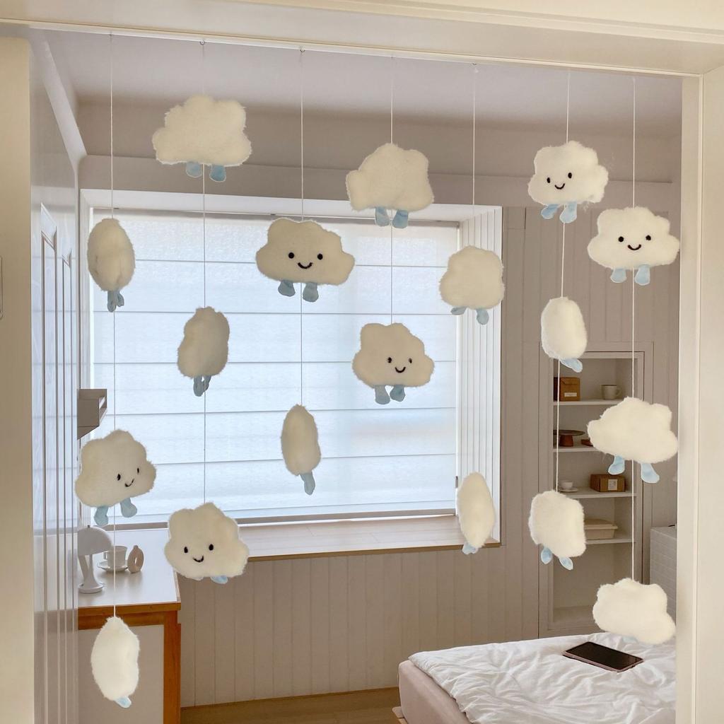 DIY Handmade Plush Cloud Door Hanging Curtain Children's Room Decor Cute Wall Decoration No Punching Required 3D Door Sticker