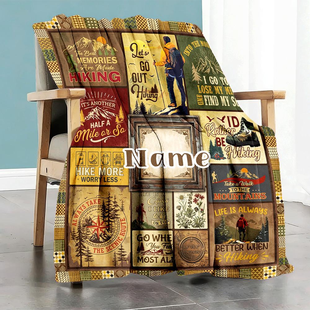 Hiking Adventure Customize Your Name Home Blanket S Comfortable Soft Lightweight Allseason Multipurpose Blanket For Picnics Couches Offices Beds