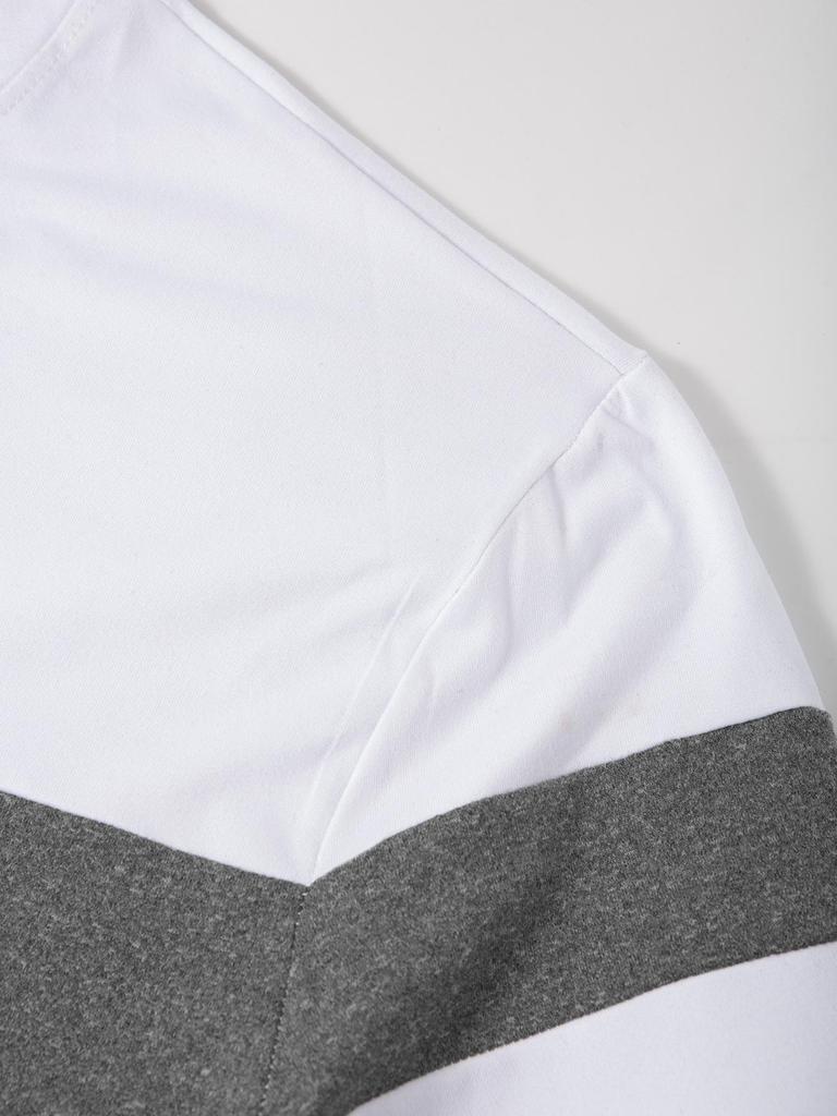 Plus Size Men's Color Block Crew Neck Long Sleeve Base Layer Pullover for Autumn & Winter